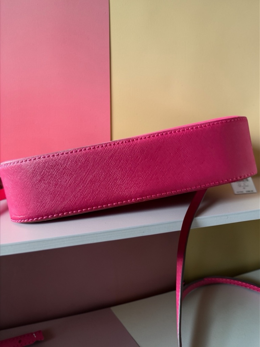 Michael Kors Hot Pink Saffiano Camera Crossbody with Gold Chain - Picture 8 of 12